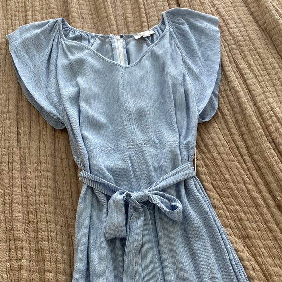 Loft denim blue and white ticking stripe maxi dress size 0 - Picture 2 of 7